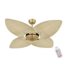 Imagem de Ventilador de Teto Kovalski Dourado Office 4 Pás Palmae Natural 220V c