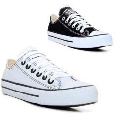 Imagem de Kit de 2 Pares de Tênis Unissex Kalum Authentic Star, Preto, Branco co