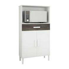 Imagem de Balcão Microondas Duplo Cozinha Mdp 15mm 2 Portas 1 Gaveta - Branco/Rú