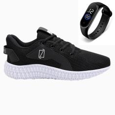 Imagem de Tênis Masculino Academia Esportivo Moderno Leve Conforto Com Relógio-Masculino