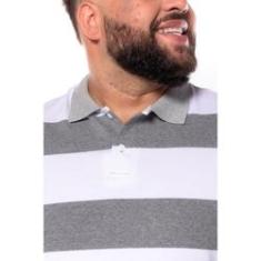 Imagem de Camiseta Gola Polo Listrada Plus Size Masculino  Com  XM ao G5