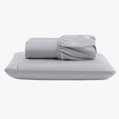 Imagem de Jogo De Lençol Peletizado 400 Fios Solteiro 2 Peças Casa - Hotel - Pousada Barato - Cinza