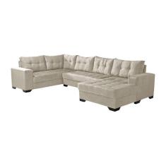 Imagem de Sofá de Canto 6 Lugares com Chaise Direito Dijon Suede Areia