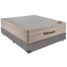 Imagem de Cama Box Cinza E Colchão Airtech Springpocket Molas Ensacadas Casal Ortobom