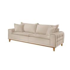 Imagem de Sofá Fixo Orfeu 2 Lugares Luxo 1,60m Castellar Móbile, Veludo Bege Cla