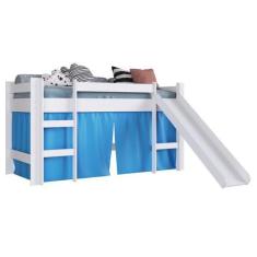 Imagem de Cama Infantil com Escorregador e Cabaninha Bb1000 Branco/Azul - Comple