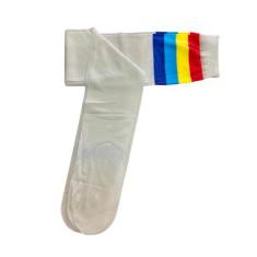 Imagem de Meia Ate Joelho Branca com Listras Coloridas Adulto Fantasia - Lynx pr