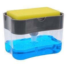 Imagem de Dispenser Detergente 2 em 1 Dosador Esponja Limpeza Sabao Casa Louça Limpa Cozinha