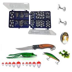 Imagem de Kit de Pesca Esportiva Anzol Iscas articiais boias Girad