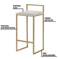 Imagem de Banqueta Decorativa Selena Base Gold Suede Bege - Gran Belo