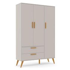 Imagem de Guarda Roupa Infantil 3 Portas e 2 Gavetas Retrô 100% MDF Cor Cinza Eco Wood - Matic Móveis
