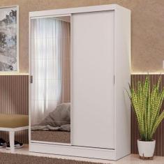 Imagem de Guarda-roupa 2 Portas de Correr com Espelho Branco Max Madesa