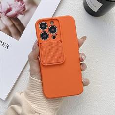Imagem de Deslize para fechar capa de TPU macia para proteção de câmera para iPhone 14 13 12 11 Pro XS Max X XR 7 8 Plus SE Capa de silicone de cor sólida, laranja, para iPhone 7 Plus