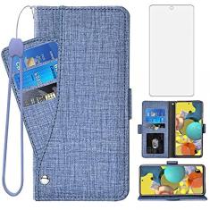 Imagem de Asuwish Compatível com Samsung Galaxy A51 5G / A 51 5G UW Verizon Capa carteira protetora de tela de vidro temperado e capa flip porta-cartões capas de celular para Glaxay 51A G5 Gaxaly S51 mulheres
