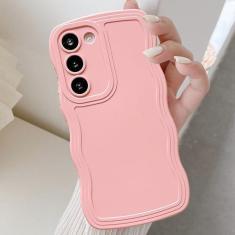 Imagem de UEEBAI Capa de moldura ondulada para Samsung Galaxy A15 4G/5G capa de telefone, linda moldura ondulada slim fit à prova de choque capa macia bonita encaracolada ondulada capa TPU anti-riscos - rosa