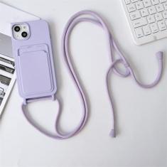 Imagem de Capa de telefone com cordão crossbody para iPhone 15 14 13 12 11 Pro Max SE X XR XS Max 7 8 Plus Capa de silicone líquido, PP, para iPhone 12Pro Max