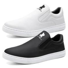 Imagem de Kit 2 Pares Tênis Slip On Masculino com Elástico Lateral e Sola Borracha-Masculino