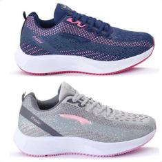 Imagem de Kit 2 Pares De Tênis Feminino Original Rdw RD97, Marinho pink, Cinza p