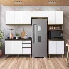Imagem de Cozinha Completa 11 Portas 4 Gavetas 100% Mdf Angelita Carvalho Tok/Branco UV