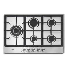 Imagem de Cooktop A Gás 5 Bocas Inox Mega Chama 75x51cm - Midea