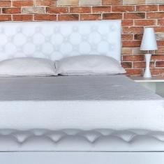 Imagem de Kit Cabeceira E Recamier Luna Capitonê Baú King Cama Box Branco Rbl