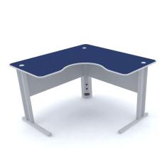 Imagem de Mesa Em L P/ Escritório 120X120 Pandin Maxxi - Azul/Cinza