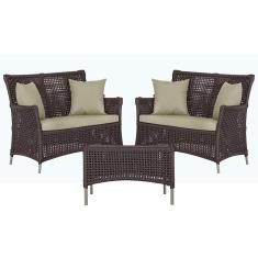 Imagem de 2 Sofás Área e Mesa Igapó Alumínio Pintura Fendi Corda Náutica Estofado Impermeável Almofada 7 Trama