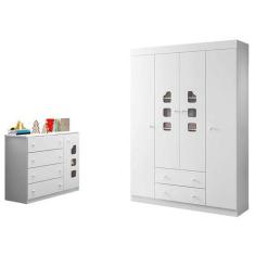 Imagem de Jogo De Quarto Infantil Lívia Com Guarda Roupa E Cômoda Branco - Phoen
