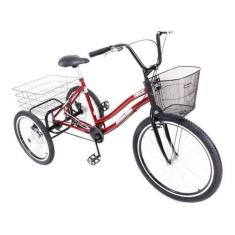 Imagem de Triciclo Bicicleta 3 Rodas Pedal Twice Aro 26 Vermelho- Freio a disco
