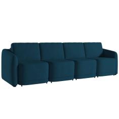 Imagem de Sofá Cama Casal Para Sala 316cm Polska K04 Veludo Azul - Mpozenato