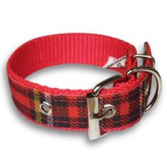 Imagem de Coleira Xadrez Pra Cachorro 25Mm Nicapet Cor Vermelha Nº 6