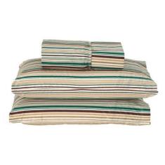 Imagem de Jogo De Lençol Queen 180 Fios Dia A Dia Verde Listras Valle Enxovais 3