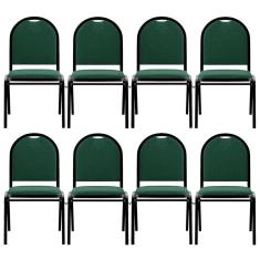 Imagem de Kit 8 Cadeiras Hoteleiras Auditório Empilhável Linho M23 Verde - Mpozenato