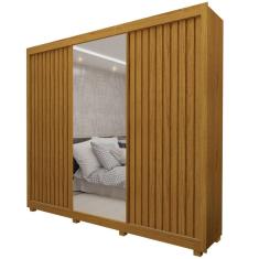 Imagem de Guarda Roupas Casal Gelius Royale 3 Portas De Correr Com Espelho – Naturale