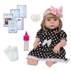 Imagem de Boneca Reborn Menina Loira Com Kit Acessórios Envio Imediato - Cegonha