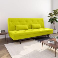 Imagem de Sofá Cama 3 Lugares em Suede Tokio Yescasa Amarelo / Marrom