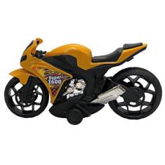 Imagem de Moto Esportiva De Brinquedo Rodas Largas Com Fricção Amarelo