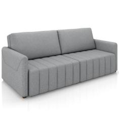 Imagem de Sofá Cama Retrátil Para Sala De Estar 220cm Porthos M03 Linho Cinza -