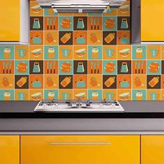 Imagem de KIT Adesivos de ejos Orange and Blue Elements Kitchen