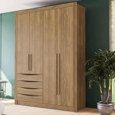 Imagem de Guarda-roupa Solteiro 100% Mdf Kappesberg 4 Portas 4 Gavetas Nogueira