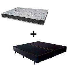 Imagem de Cama Box Queen 158 Tecido Sintético Preto Com Colchão Miller Bello Box - 100% Espuma - D33 Cinza 54x158x198