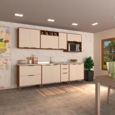 Imagem de Cozinha Modulada Completa 6 Peças com Balcões Aéreos Gavetões e sem Tampo Aspen Luciane Móveis