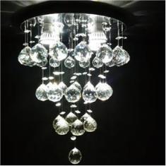 Imagem de Lustre De Cristal Para Sala, Quarto Com 60 Cm De Altura  Base De Inox Polido 30 Cm De Diâmetros