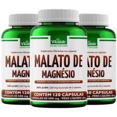 Imagem de Kit 3 Malato De Magnésio Vitalab 500Mg 120 Cápsulas
