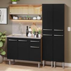 Imagem de Armário de Cozinha Compacta 169cm com Pia Rustic/preto Emilly Madesa 14