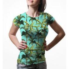 Imagem de Camiseta Baby Look Feminina Palmeira Tropical Estampa Total