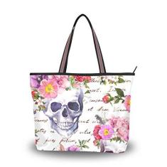 Imagem de Bolsa de ombro My Daily feminina floral caveira bolsa de mão, Multi, Large