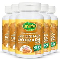 Imagem de Kit 5 Óleo de semente de linhaça dourada 1200mg Unilife 60 cápsulas