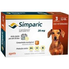 Imagem de Antipulgas Zoetis Simparic 20 Mg Para Cães De 5,1 À 10 Kg Com 3 Comprimidos
