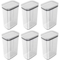 Imagem de Kit 6 Potes Herméticos Retangulares Grandes Com Tampa 2,3L Porta Mantimentos Cozinha 